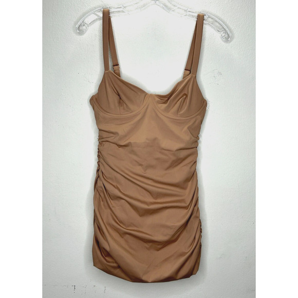 NWT Skims Sienna Tan Sculpting Ruched One Piece Bathing suit Swim Dress Small - Picture 4 of 12